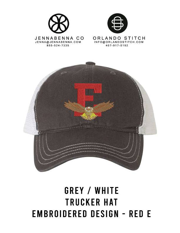 Sorority Apparel - Edgewater High School - Embroidered Logo - Gray Hat with White Mesh