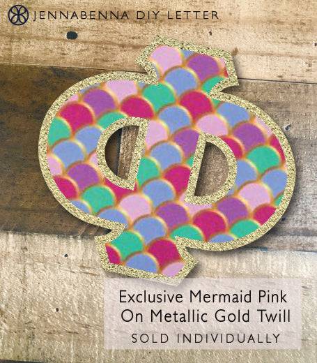 Sorority Apparel - Exclusive Mermaid Pink on Metallic Pink Twill DIY Letter