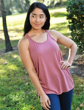 Load image into Gallery viewer, Sorority Apparel - Heather Athletic Flowy Tank With Flamingo Floats On Greek Pink Twill
