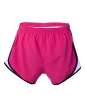 Load image into Gallery viewer, Sorority Apparel - Hot Pink/Black/White Embroidered Velocity Running Shorts
