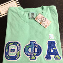 Load image into Gallery viewer, Sorority Apparel - Island Reef Crewneck With Vera Doodle Daisy On White Twill
