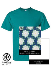 Load image into Gallery viewer, Sorority Apparel - Jade Dome Crewneck With Floral Mississippi Magnolia On White Twill
