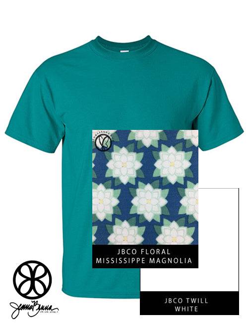 Sorority Apparel - Jade Dome Crewneck With Floral Mississippi Magnolia On White Twill