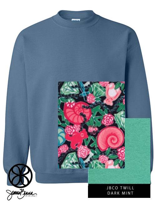 Sorority Apparel - Kappa Delta Couture Dark On Couture Dark Mint Twill Indigo Blue Crewneck Sweatshirt