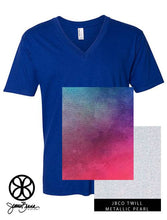 Load image into Gallery viewer, Sorority Apparel - Lapis V-Neck With Ombre Cool On Metallic Pearl Twill
