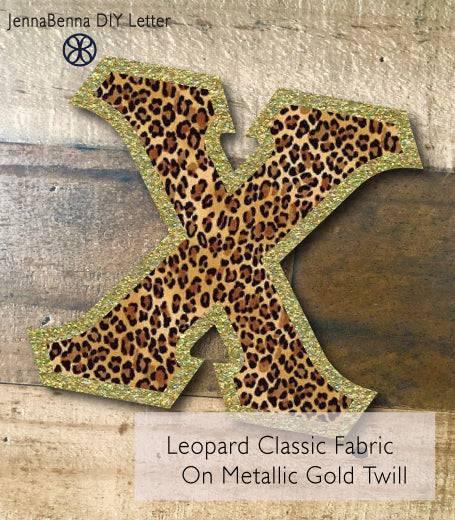 Sorority Apparel - Leopard Classic Fabric on Metallic Gold Twill