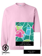 Load image into Gallery viewer, Sorority Apparel - Light Pink Crewneck Sweatshirt With Lilly Cote De Azute On White Twill
