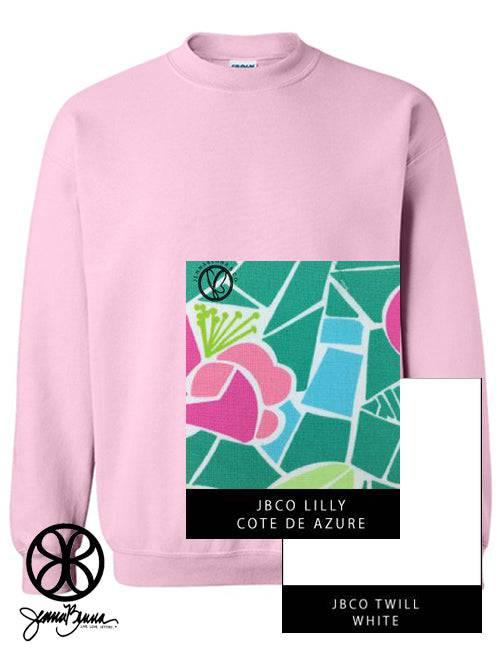Sorority Apparel - Light Pink Crewneck Sweatshirt With Lilly Cote De Azute On White Twill