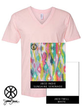 Load image into Gallery viewer, Sorority Apparel - Light Pink V-Neck With Indie Sunshine Serenade On White Twill
