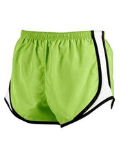 Load image into Gallery viewer, Sorority Apparel - Lime/Black/White Embroidered Velocity Running Shorts
