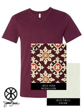 Load image into Gallery viewer, Sorority Apparel - Maroon V-Neck With Vera Medallion On Cream Twill
