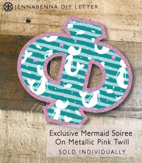 Sorority Apparel - Mermaid Soiree On Metallic Pink Twill DIY Letter