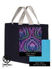 Load image into Gallery viewer, Sorority Apparel - Navy Blue Regular Canvas Tote + Embassy
