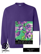 Load image into Gallery viewer, Sorority Apparel - Purple Crewneck Sweatshirt With Amy Butler Love Bliss Bouquet Emerald On White Twill
