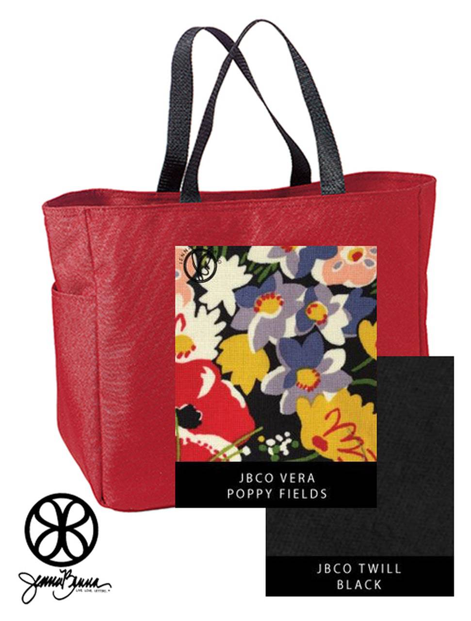 Sorority Apparel - Red Essentials Denier Polyester Tote Bag + Vera Poppy Fields