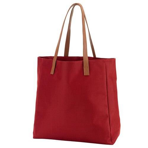 Sorority Apparel - Red Valerie Vegan Leather Handle Embroidered Tote