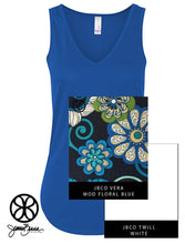 Load image into Gallery viewer, Sorority Apparel - Royal Bella Ladies Flowy V-Neck Tank + Vera Mod Floral Blue
