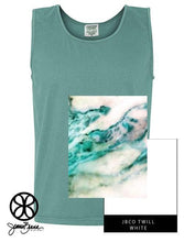 Load image into Gallery viewer, Sorority Apparel - Seafoam Tank With Marble Tidepools On White Twill
