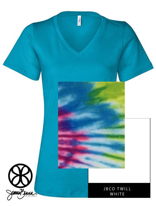 Sorority Apparel - Turquoise V-Neck With Tie Dye Summertime On White Twill