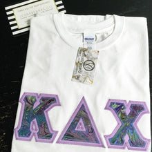 Load image into Gallery viewer, Sorority Apparel - White Crewneck With Color Luscious Ocean Splash On Lavender Twill
