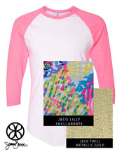 Load image into Gallery viewer, Sorority Apparel - White/Neon Pink American Apparel Unisex 3/4 Sleeve Raglan + Lilly Shellabrate
